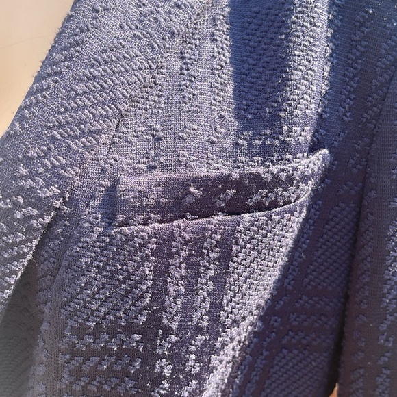 Tommy Hilfiger Navy Blazer/ Jacket Size 8 - Lined-Shoulder Pads - Subtle Pattern - Picture 10 of 12